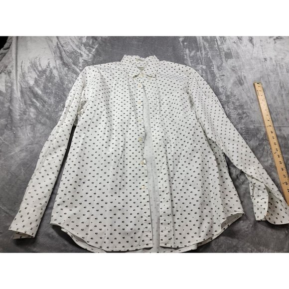 J‎ Crew Men's Floral Shirt Large 98% Organic Cotton Stretch White Long Sleeve - Picture 1 of 6